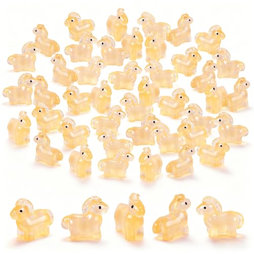 HOMICO 50 Pieces Mini Horse Animals Decor Luminous Mini Resin