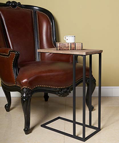 C Shaped Couch Laptop End Side Table, Slide Under Sofa Bed Table with Wood Top for Living Room Bedroom