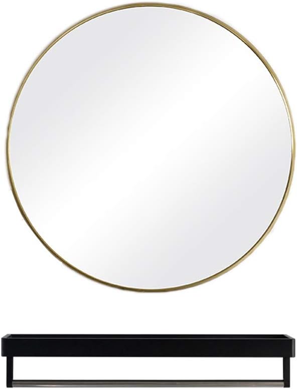 Round Mirror Wall Decoration Bathroom Decoration Mirror Storage Bracket One Thing Dual Purpose Hanging Glass Vanity Shaving Mirror - Gold