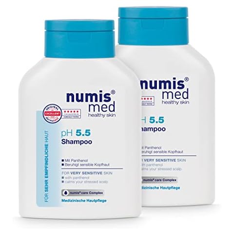 numis med Shampoo pH 5.5 - Pack of 2 Skin Soothing Hair Shampoo for Very Sensitive & Sensitive Skin - Vegan Hair Care without Silicone, Parabens & Mineral Oil - Hair Shampoo (2 x 200 ml) Cover