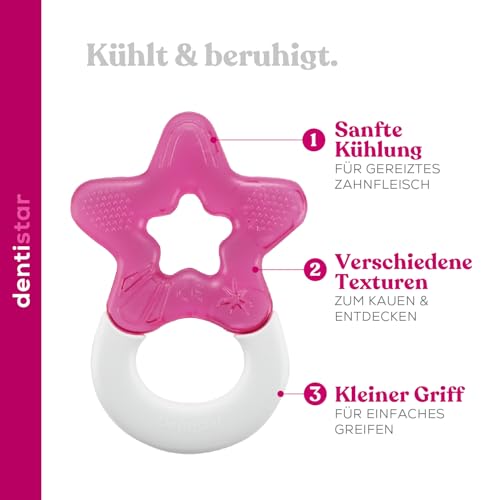 dentistar Kühlbeißring 1er-Set – Beißring Baby ab 3 Monate – Kühlende Zahnungshilfe und Beißspielzeug für Babys und Kleinkinder - BPA frei - Blau