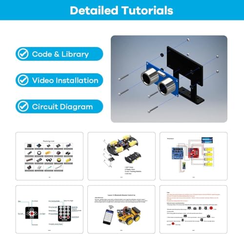 Image of Smart Robot Car Kit for Beginners with UNO R3 Board, Ultrasonic Sensor, Line Tracking, IR Remote Control and DIY Assembly, STEM Robotics Learning Kit Compatible with IDE