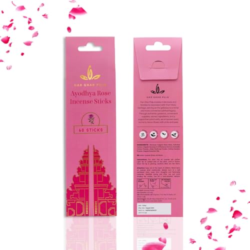 Image of Rose Agarbatti Sticks for Pooja & Home | 60 Incense Sticks for Home Fragrance |Natural Agarbatti Stick|Long Lasting Dhoop Agarbatti for Meditation, Temple & Room Freshener