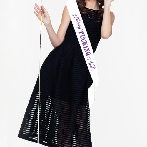 Twenty Five White Sash with Purpler Foil Sash - Funny Birthday Decor - 25 Years Old Sash - 25th Birthday Anniversary Party Supplies