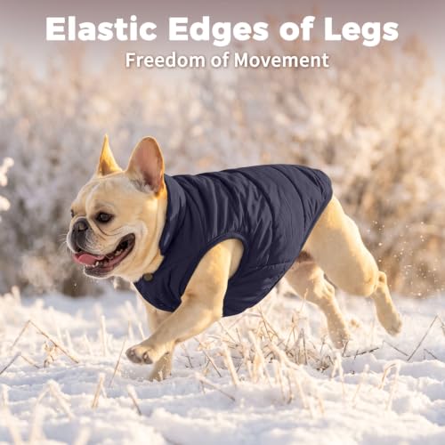 Image of JoyDaog Fleece Lined Dog Jacket for Medium Dogs,Winter Dog Coat,Blue XL | Warm Windproof Dog Vest for Cold Weather,Soft Cozy Doggie Clothes for Medium Dog Breeds,Outdoor Daily Walk,Snow Play