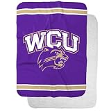 Western Carolina Catamounts Primary Logo Stripes Sherpa Blanket, Warm Soft Cozy 30"X40"