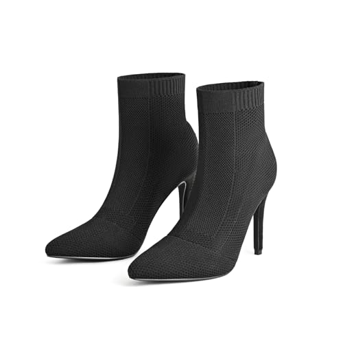 Pointed Toe Stiletto Ankle Boots for Women Trendy 4 in High Heel Sock booties2