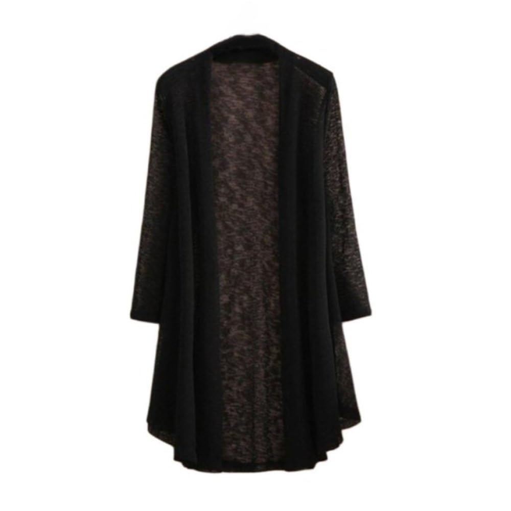 Shrug Womens Bolero Cardigan,Women'S Long Cardigan Long Sleeves Loose Plain Soft See-Through Cardigan Jacket Summer Long Open Front Kimono Kaftans Shrug Bolero Swimsuit Cover-Up For Dresses,Black,M