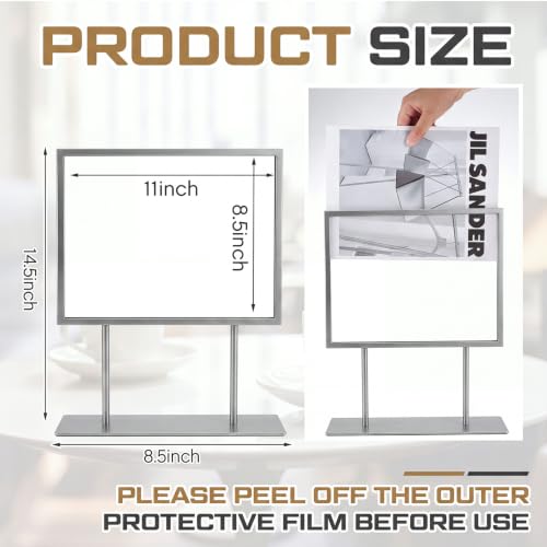 Image of Zhengmy 1 Tabletop Sign Holder, 11 inch w X 8.5 inch h - Landscape, Silver