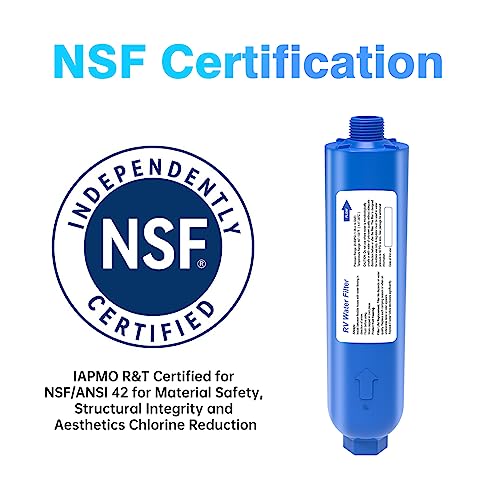 Image of RV Inline Water Filter with 2 Flexible Hose Protector, NSF Certified, Reduces Odors, Chlorine, Bad Taste, Water Filter for Boat, RV, Marine Use, Garden, 2 Pack