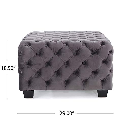 Christopher Knight Home Jaymee Velvet Ottoman, Grey by GDFStudio - Used condition - Image 4