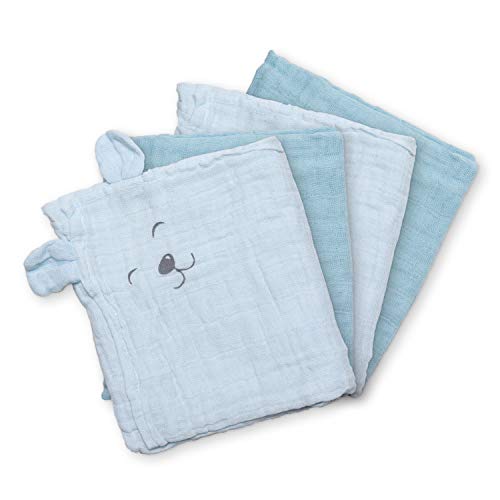 Pippi Spucktücher, Stoffwindeln, Mullwindeln 4er Set aus Bio Baumwolle (hellblau)