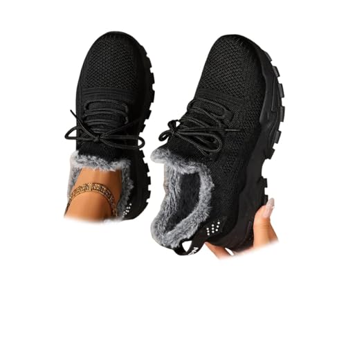GHTYDD Women's Winter Sneaker Boots Warm Lined Indoor Outdoor Shoes with Traction Sole Fleece Lined Casual Snow Sneakers for Women