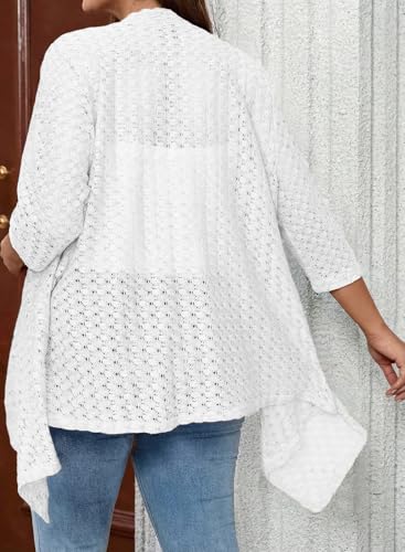 Image of Eytino Plus Size Cardigan for Women Lightweight Half Sleeve Summer Loose Kimono Cardigan Beach Cover Ups(1X-5X)