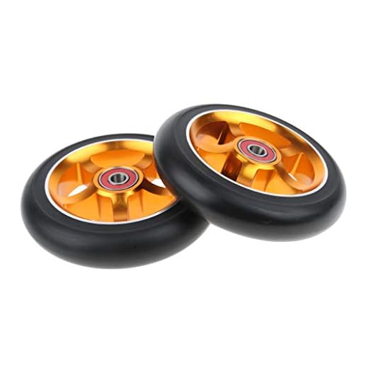T TOOYFUL 2pcs Paire de Roue de Trotinette avec 608Roulements ABEC-9 110 mm - Or 1