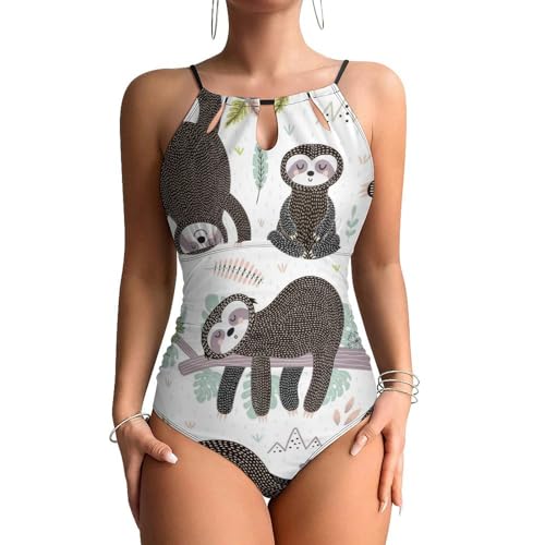 Mignons paresseux endormis maillots de bain une pièce galbant femme