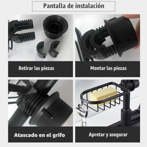 Miniatura 6 de Yuliao Soporte De Esponja Para Grifo, Estante De Almacenamiento De Grifo, Organizador De Fregadero De Cocina, Titular De La Esponja, Porta Esponja Para Cocina, Para Grifos Y Barras De Ducha