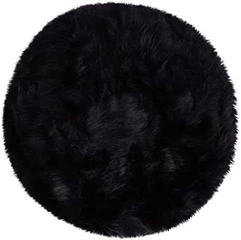 sourcing map Faux Fur Sheepskin Area Rug, Round Fluffy Indoor Carpets for Bedroom Living Room Sofa - Shaggy Soft Floor Decoration Washable Rugs, Rose Red 60x60cm / 2 x 2 Feet