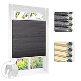 EUGAD Plissee ohne Bohren Klemmfix Wabenplissee Verdunklung Thermo Zweifarbig Grau-Weiß 100x120 cm Doppelplissee Faltrollo 100% Blickdicht, Sonnenschutz & Schallschutz Plisseerollo für Fenster & Tür