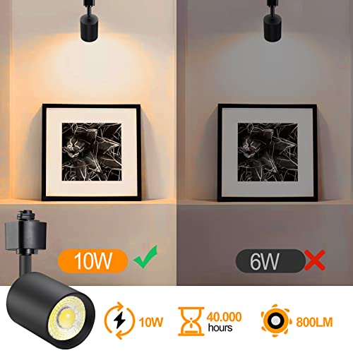 Vanoopee 10W Dimmable Led Track Lighting Heads H Type Track Light Replacement Fixtures Bright 3000K Warm White Ceiling Spotlight For Accent Task Art, Flicker Free Cri90+ 24° 800Lm Black, Pack Of 4 #TOP3