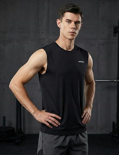 image for DEMOZU Men's Sleeveless Workout Swim Shirts Quick Dry Athletic Running