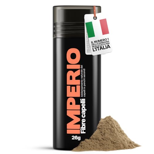 IMPERIO Fibre capelli - per l'infoltimento dei capelli per capelli più spessi e pieni in pochi secondi. Nasconde la caduta dei capelli nelle donne e negli uomini. 100% naturale. 26g (castano chiaro)