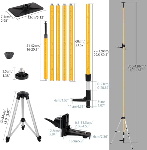 Miniatura 2 de Mountlaser Barra De Nivelación Láser Telescópica Con Trípode, Extensible Hasta 4,2 M, Con Soporte Láser De 1 4 X 20 Pulgadas, Incluye Tuerca Adaptadora De 5 8 -11