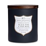 Manly Indulgence Scented Jar Candle, Black Pine & Oak Moss, Signature Collection, Soy Wax Blend, Wooden Wick, 15 Oz, Single (Litsea,Lavender,Amber)