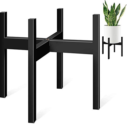 Support de plante en métal du milieu du siècle (pot non inclus) - Support de pot de fleurs en coin - Pour intérieur et extérieur - Noir - Compatible avec pot de 35,6 cm Cover