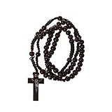 Dies ist ein authentischer katholischer Rosenkranz aus Olivenholz aus Bethlehem in einem natürlichen Baumwollbeutel.