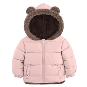 Enlifety 6M-5T Baby Toddler Winter Fleece Coat Boys Girls Cute Bear Ear Hooded Jackets with Pockets