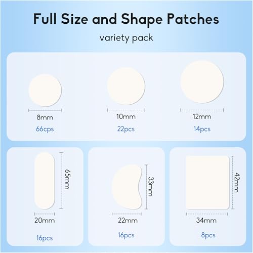 Daolyo Large Acne Pimple Patches for Face, 6 Sizes 142 Counts Big Hydrocolloid Bandages for Body, Forehead, Chin, Nose, Neck & Chest(Round, Oval, Moon, Square)