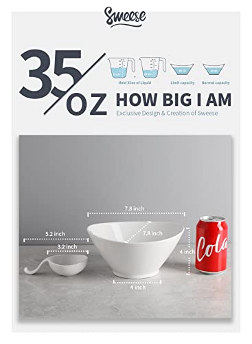 Sweese 148.201 Porcelain 35Oz Ramen Bowl Set Of 2 With Chopsticks & Spoons & Dipping Dishes, Large Bowls For Udon/Soba/Pho/Noodles/Ramen/Salad/Soup - White, Unique Design #TOP4