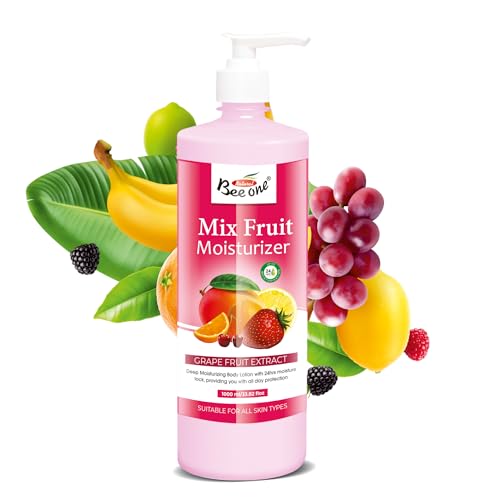 Image of Beeone Mix Fruit Moisturizer 1000 ml | Enriched with Grape Fruit Extract | Deep Moisturizing Body Lotion with 24Hr Moisture Lock | Hydrates & Softens Dry Skin | Suitable for All Skin Types