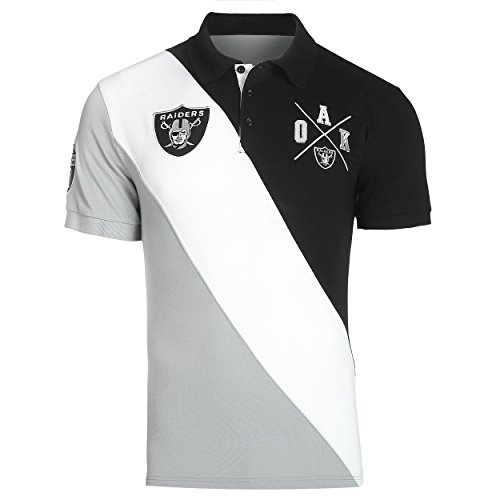 Klew Oakland Raiders NFL Men's Diagonal Stripe Polo