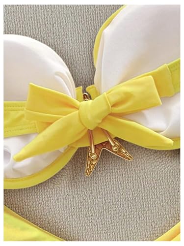 OYOANGLE Women's Bikini Set Starfish Ruched High Cut Thong Solid 2 Piece Beachwear4