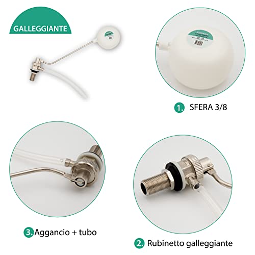 AGRI-CULTURA® - Schwimmender WC-Kasten Typ Catis mit 3/8 Kugel, hochwertige professionelle Schwimmer, Made in Italy.