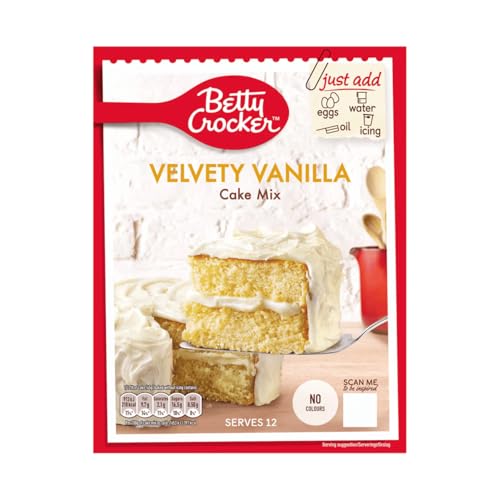 Betty Crocker Velvety Vanilla Cake Mix 425g – Easy to Bake Soft Sponge Cake – No Artificial Colours or Preservatives – Ideal for Cupcakes & Layer Cakes – Vegetarian Friendly