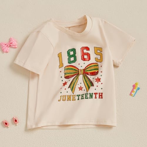 Image of Kids Juneteenth T-Shirt for Toddler Boys Girls Coquette Bow 1865 Black History Celebrate American African Freedom Top