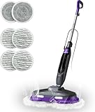 BOJUK Steam Mop with Dual Rotating Pads, 230°F High-Heat Cleaner with Adjustable Speed Control, LED Headlights, Large Tank, Includes 6 Washable Scrub Pads & Swivel Steering