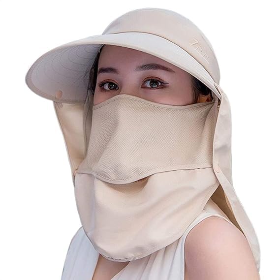 trexee Unisex Summer Hats with Detachable Flaps, Sun Hats for Women, Sun Protection Cap for Women, for Gardening, Beach, Boating, Fishing (Beige)-picture-10