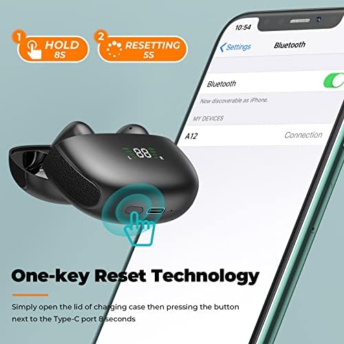 Noise Cancelling Earbuds, A12 ANC Wireless Earbuds with ENC Call, Bluetooth Earbuds with Wireless Charging, Bluetooth 5.2/Deep Bass/Ambient Mode/Waterproof In-Ear Wireless Earphones for Sport, Office