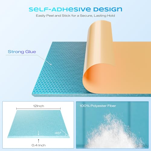 Image of 12 Pack Self-Adhesive Acoustic Panels, 12 inch X 12 inch X 0.4 inch High-Density Sound Proof Foam Panels for Walls, Soundproof Wall Panels for Home & Office (Aqua Blue)