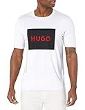 HUGO Mens Big Square Logo Short Sleeve T-Shirt, Linen White, Medium US