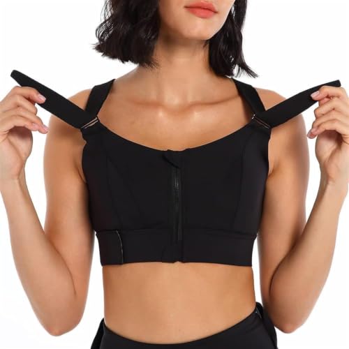 Image of Women's High Impact Sports Bra with Zip Front High Support Wireless Adjustable Plus Size for Large Breasts