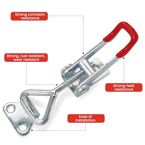 6 Stück Spannverschluss GH-4001 Kistenverschluss klemmspanner Riegel Verschluss Geeignet für Kommoden, Schränke, Schubladen, Türen und Fenster 150 kg