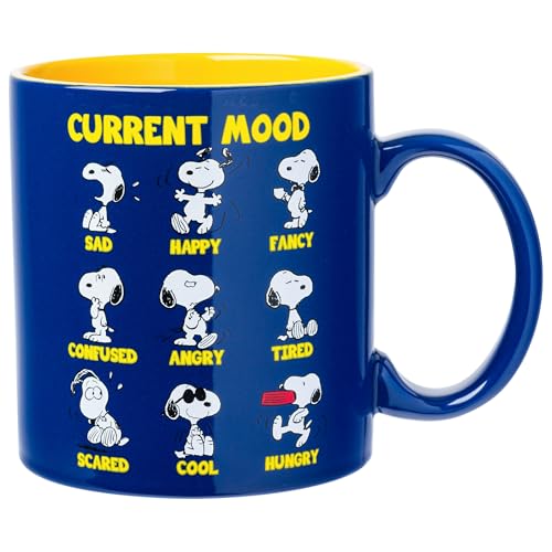 Silver Buffalo Peanuts Featuring Snoopy's Current Mood Various Emotions. Ceramic Mug, 20 Ounces