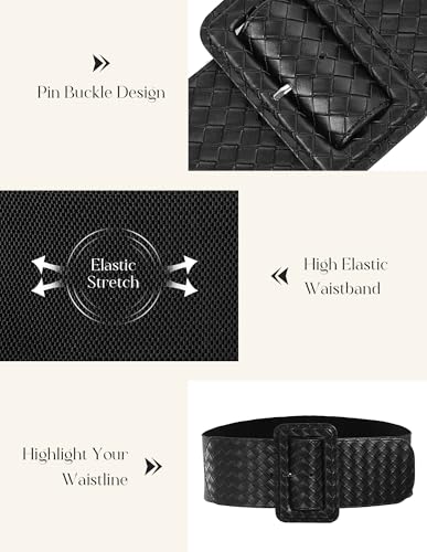 GRACE KARIN Women's Stretchy Belt 1950s 3 Inch Wide Elastic Belts