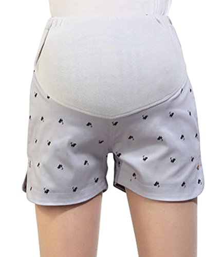 Bienvenu Women's Maternity High Elastic Waist Shorts Pants,Gray