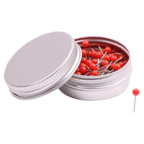 PTC Office 1/8 Inch Small Round Head Map Tacks Pins for Home Office Use and DIY Craft Project (Red, 100PCS) Cover